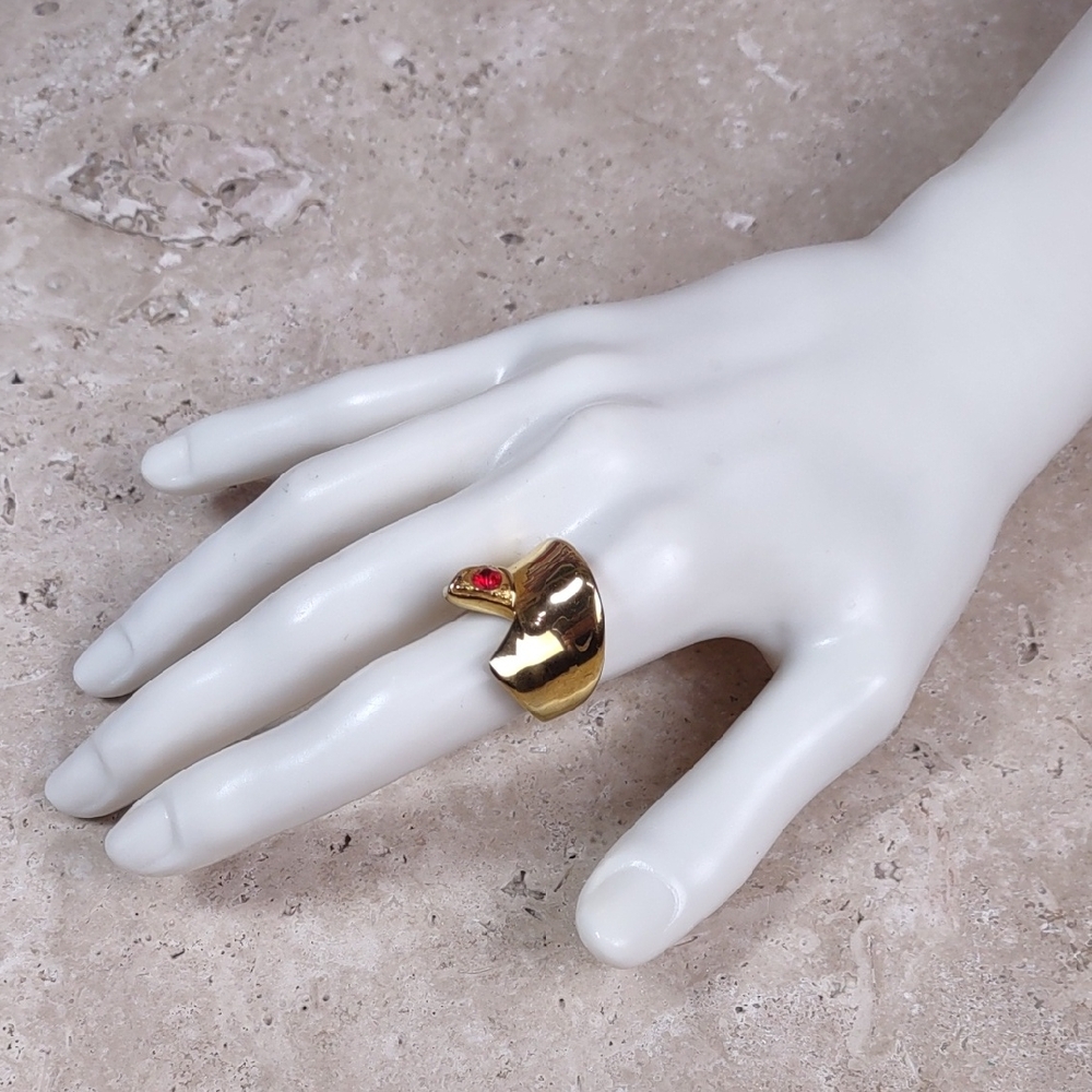 Rustic Cuff Gold Folded Band Ring - Picture 2 of 7